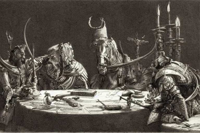 Image similar to highly detailed picture of open book on the table, don quixote out from the open page, cinematic romantic magical masterpiece, by gene wolfe, highly detailed painting by gustave dore