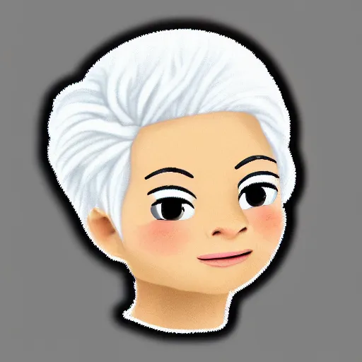 Image similar to girl with white hair in a hairbun and freckles, sticker, emoji