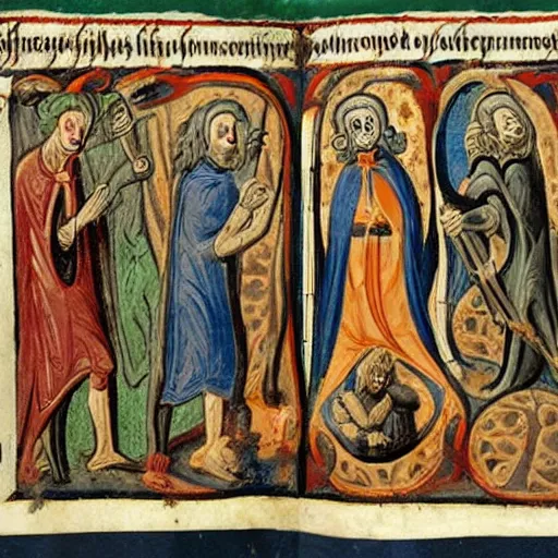 Image similar to a description of hell, painted by winchester psalter.