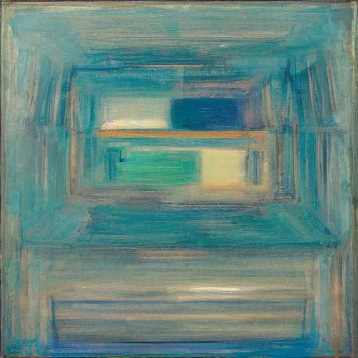 Image similar to james turrel exhibit blue green rectangle