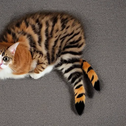 Image similar to A picture of a cute pet cat with pheasant feathers on the body, award winning, stunning, 8k