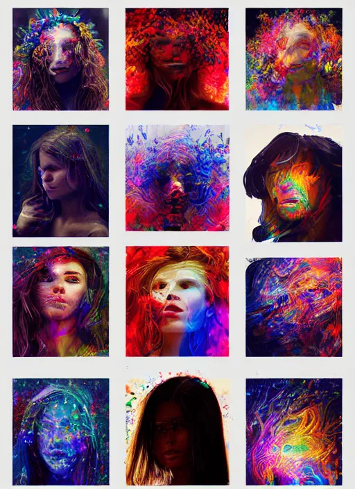 Image similar to groups of happy humans hand painting detailed flow of beautiful digital objects, text morphing into objects, highly detailed, super realistic, perfect lighting pixel sorting, style sheet