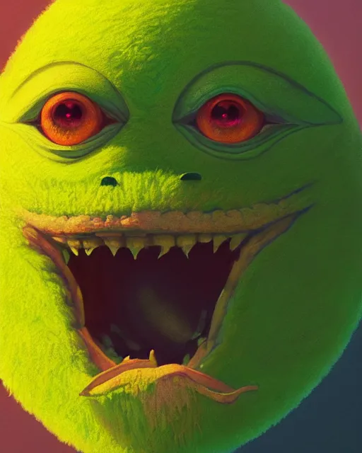 Image similar to highly detailed vfx portrait of a character of a tennis ball monster stephen bliss, unrealengine, greg rutkowski, loish, rhads, beeple, makoto shinkai and lois van baarle, ilya kuvshinov, rossdraws, tom bagshaw,