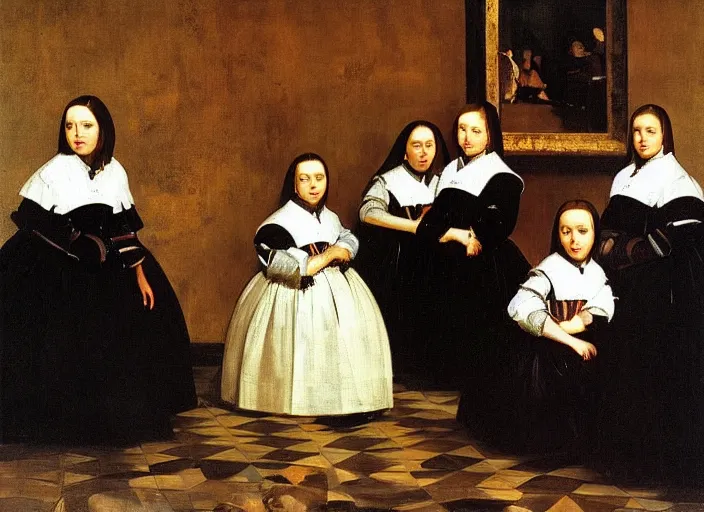 Prompt: beautiful oil painting masterpiece, las meninas by velazquez