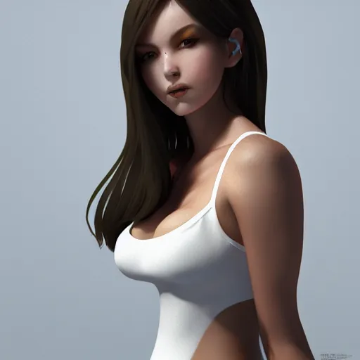 Prompt: portrait of a beautiful and appealing female body with white fox head, trending on artstation, corona render