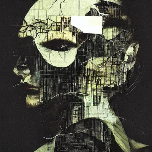 Image similar to no fears, okay one fear, glitch art by Dave McKean