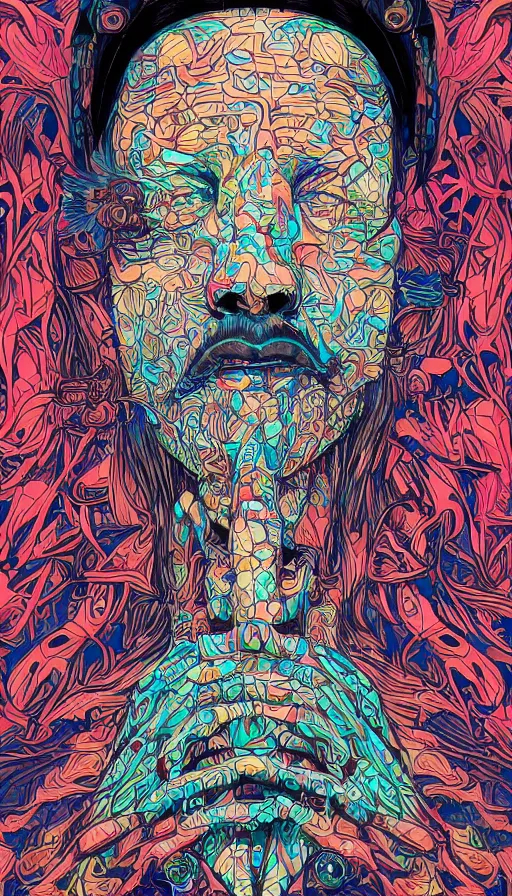 Image similar to portrait of a digital shaman, by james jean,