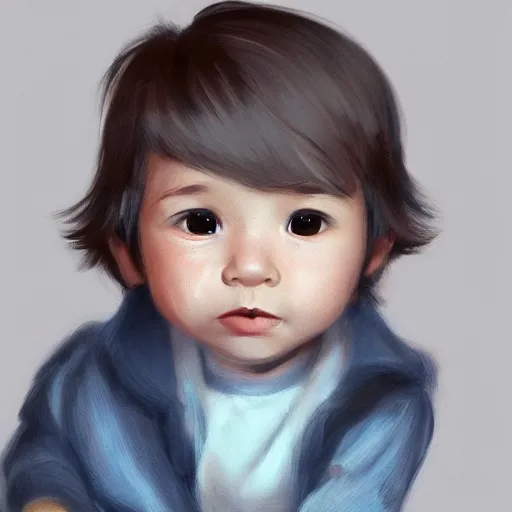 Image similar to super cute baby Harrison Ford, kawaii realistic portrait, by isabelle staub, by shin min jeong, by RossDraws, trending on artstation
