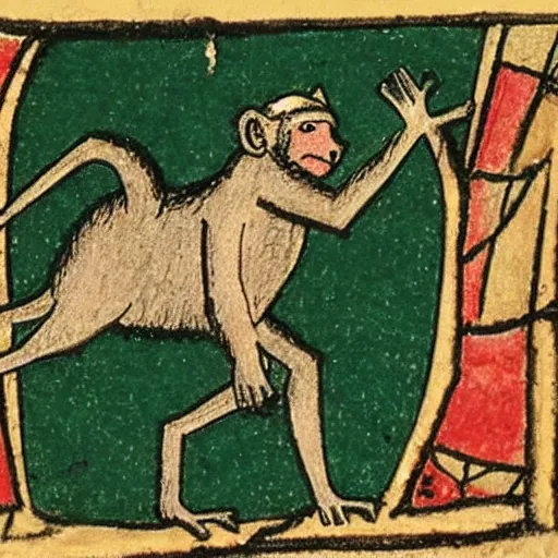 Image similar to medieval drawing of a war monkey