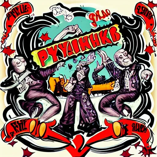 Prompt: psychobilly freakout, album art