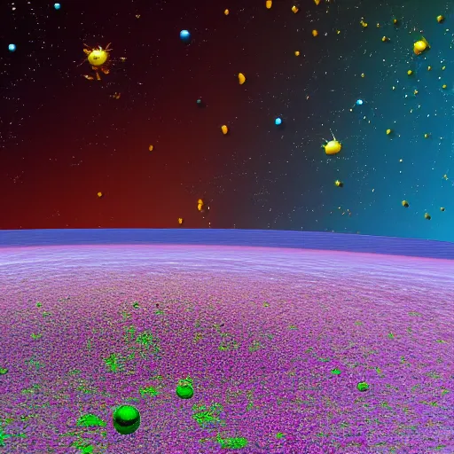 Image similar to surface of an alien planet with bubbly flora