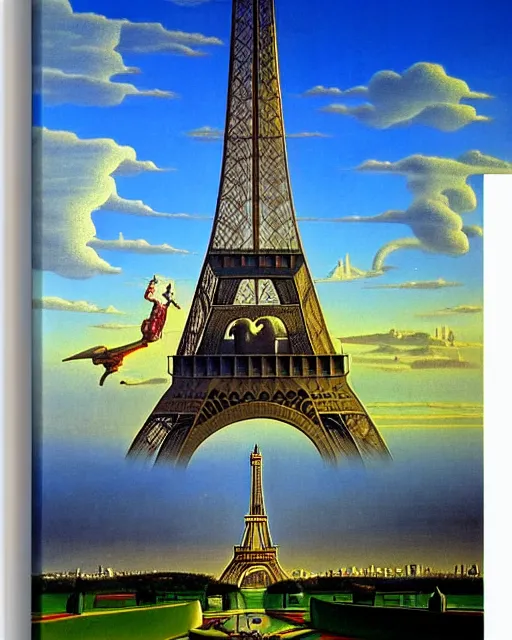 Image similar to scenic view of eiffel tower by salavador dali, surrealism,