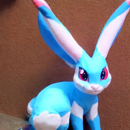 Prompt: a photo of a real life Sylveon, real life size