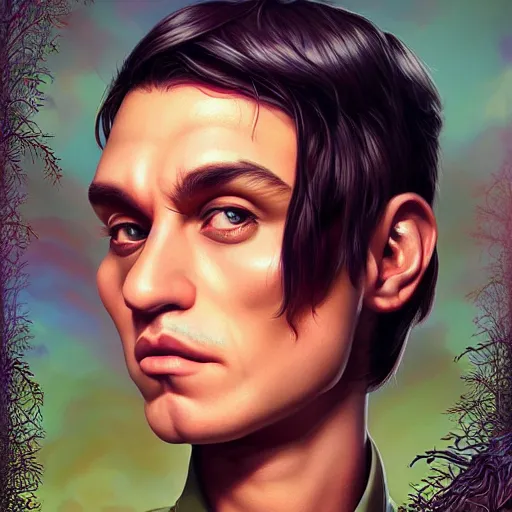 Image similar to Forestpunk Tony Montana portrait Pixar style, by Tristan Eaton Stanley Artgerm and Tom Bagshaw