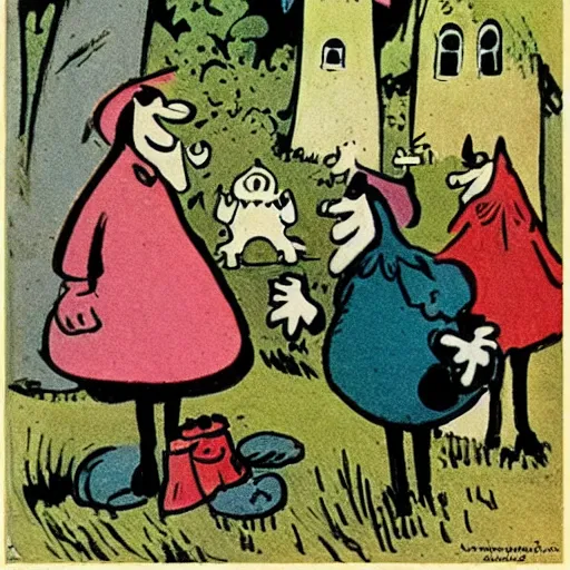 Image similar to by tove jannson, moomin, vintage comic