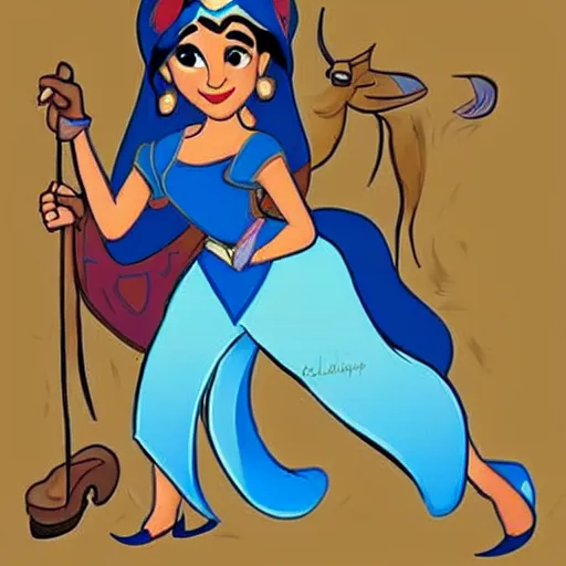 Prompt: princess Jasmine as a hillbilly,