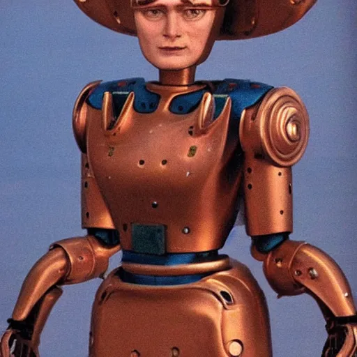 Image similar to conan o brian as a feminine robot