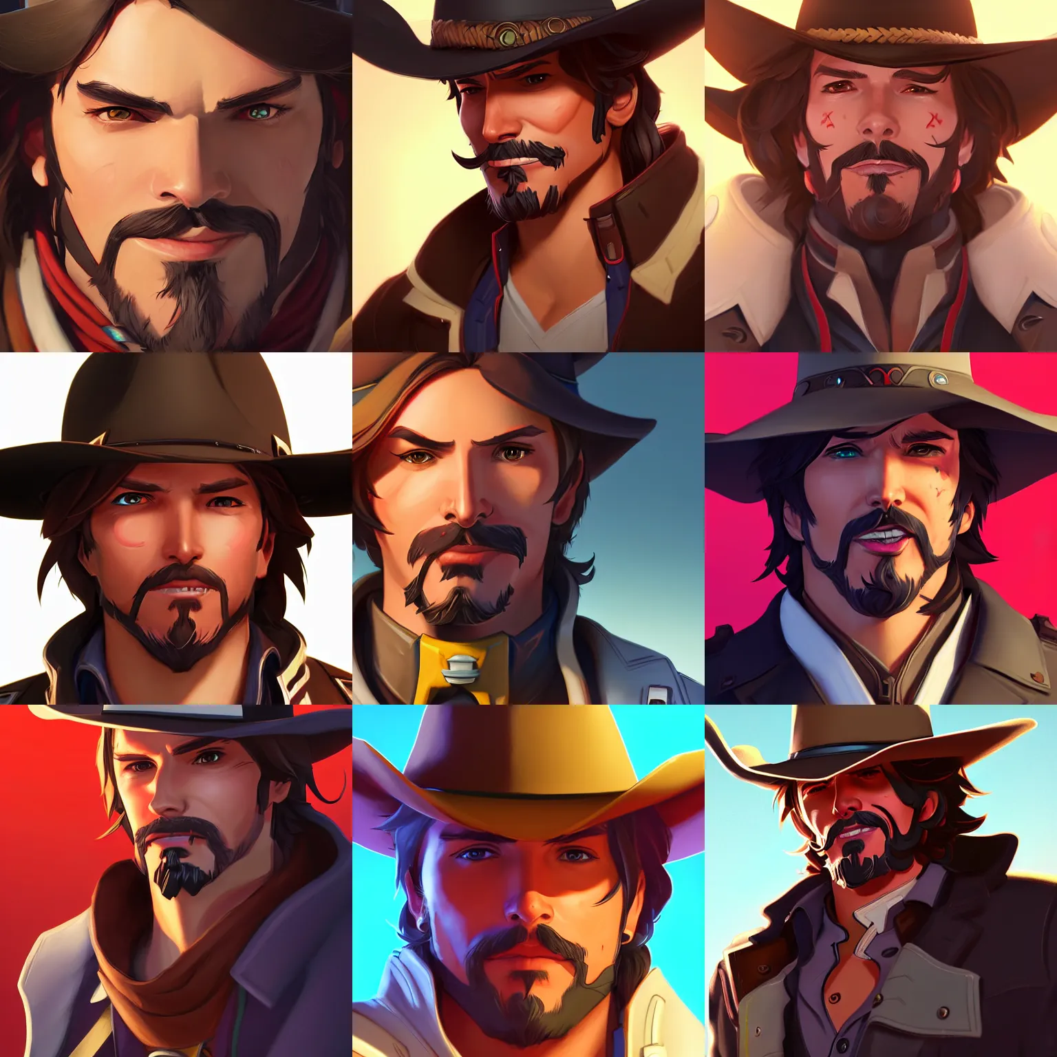 Image similar to a portrait of mccree from overwatch, closeup, art by lois van baarle and loish and ross tran and rossdraws and sam yang and samdoesarts and artgerm and saruei and disney, digital art, highly detailed, intricate, sharp focus, trending on artstation hq, deviantart, unreal engine 5, 4 k uhd image