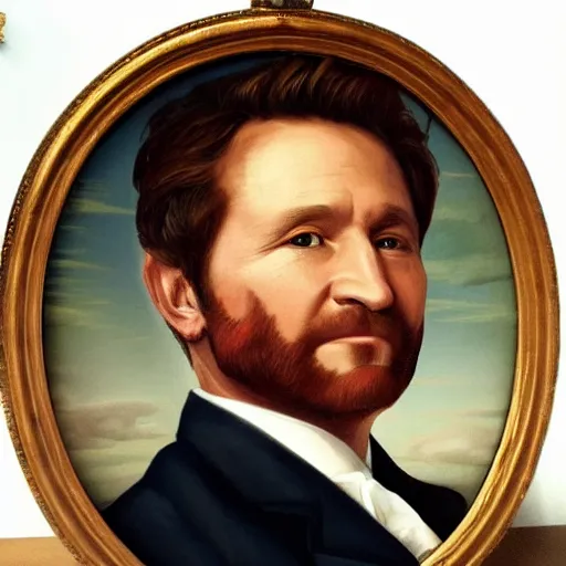 Image similar to portrait of Robert Herjavec, in the style of the Hudson River School