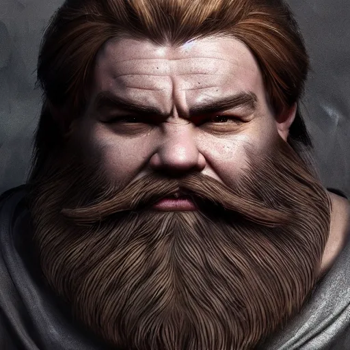 Image similar to ultra realistic portrait of a small dwarf with an large beard, muscular build, tough, highly detailed trending on artstation, photo, medieval, fantasy