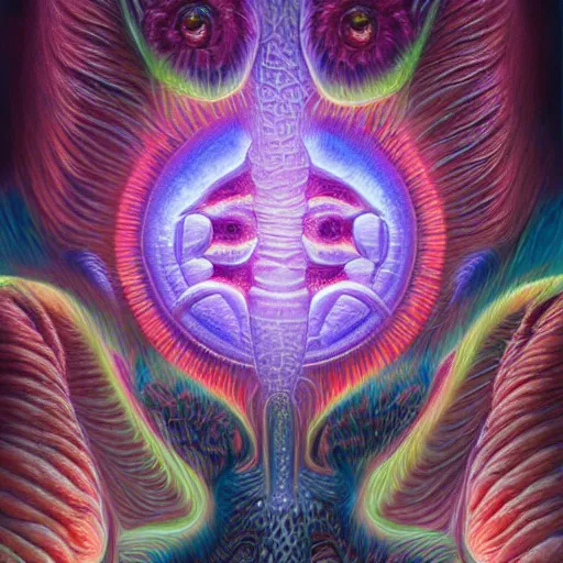 Image similar to colossal fluffy micro organism, by alex grey, fantasy, vivid colors, sharp focus, digital art, hyper - realistic, 4 k, unreal engine, highly detailed, hd, dramatic lighting by brom, trending on artstation