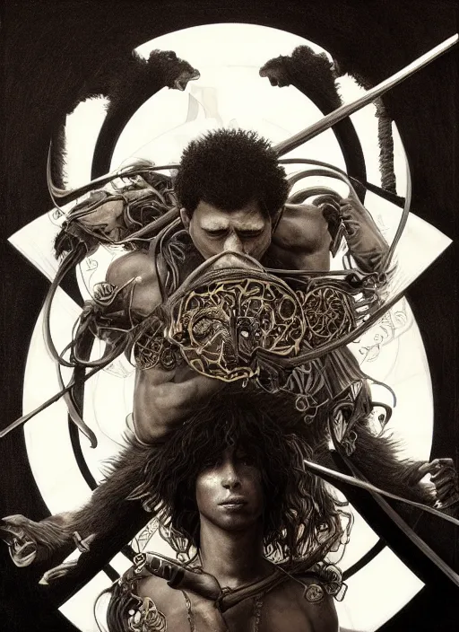 Image similar to asymmetrical!! rage against the machine band members!!, in style of primal apes, intricate, elegant, highly detailed, digital painting, artstation, biolusence, concept art, smooth, sharp focus, illustration, art by artgerm and greg rutkowski and alphonse mucha, 8 k