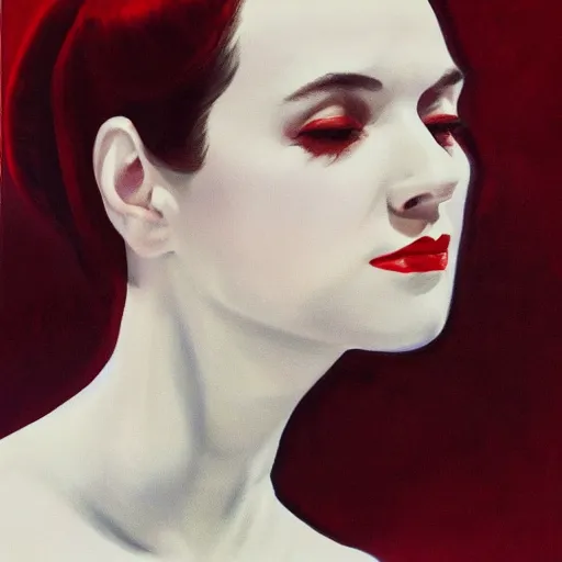 Image similar to portrait of a woman wearing white and red, by alex ross