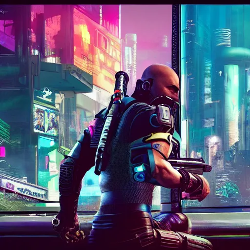 Image similar to cyberpunk 2077 artstation trending, top artist, high quality wall paper