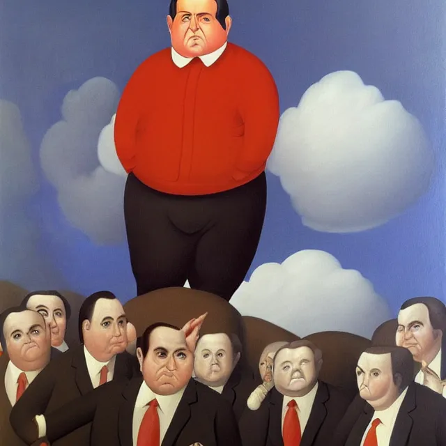 Prompt: fernando botero painting of richard nixon