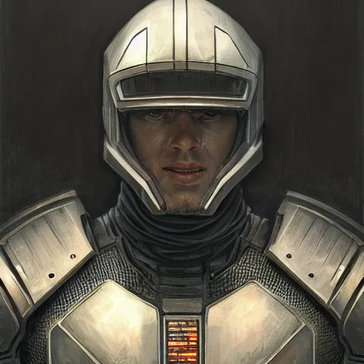 Image similar to the void knight as a realistic scifi cyberpunk knight, closeup portrait art by donato giancola and greg rutkowski, vintage retro scifi, realistic face, digital art, trending on artstation, symmetry!!