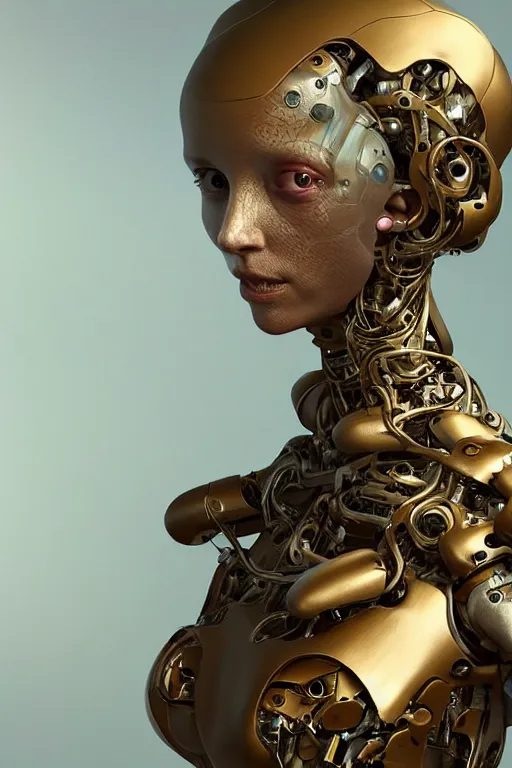 Image similar to portrait of a female robot mother, intricate, dystopian toy, sci-fi, extremely detailed, biopunk suit, digital painting, sculpted in zbrush, artstation, concept art, smooth, sharp focus, illustration, chiaroscuro lighting, golden ratio, incredible art by Stanley Artgerm Lau and Greg Rutkowski and Alphonse Mucha and simon stalenhag