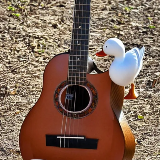 Image similar to duck playing the guitar