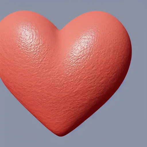 Prompt: 3d render of a badly formed red clay heart shape in the middle of a gray sheet of paper