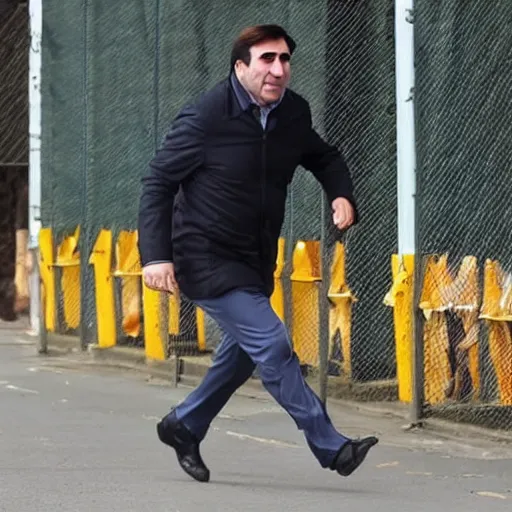 Image similar to president saakashvili running away from prison