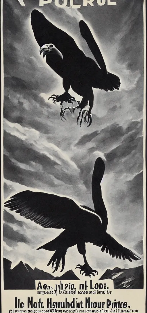 Image similar to vulture look in 1940s propaganda poster