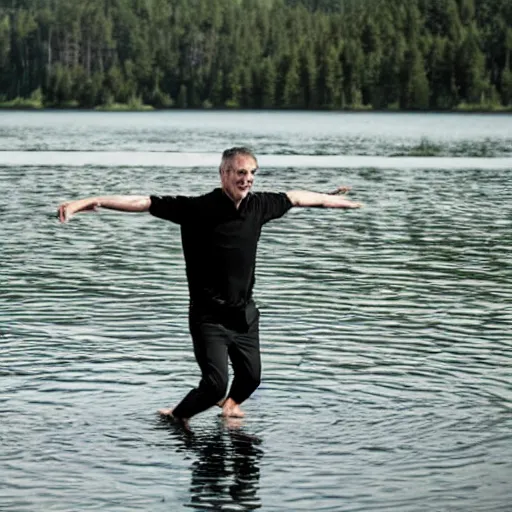 Image similar to Man dancing on the lake