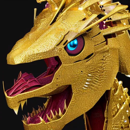 Image similar to stunning bust of a beautiful anthropomorphic humanoid robot mecha female dragon, with smooth and streamlined armor, standing and posing elegantly, well detailed dragon head with epic LED eyes and a beautiful glowing maw, sharp and dangerous sleek design, two arms, beautiful digital art, artstation, DeviantArt, FurAffinity, professional, depth of field, close-up, hd, octane render, sunset lighting
