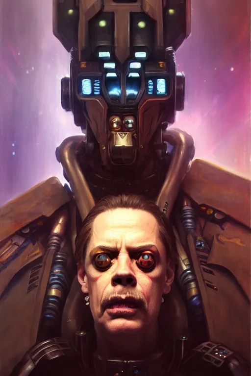 Prompt: character portrait cyberpunk warhammer 4 0 k steve buscemi, character design, painting by gaston bussiere, katsuya terada, frank frazetta, tom of finland, trending on artstation