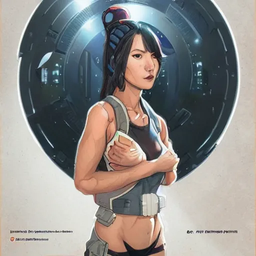 Image similar to a beautiful portrait of a space bounty hunter by frank cho and greg rutkowski trending on artstation