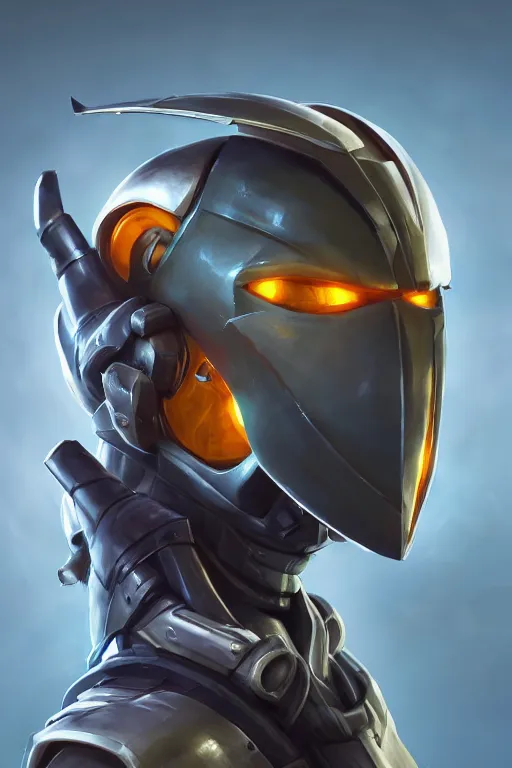 Image similar to epic mask helmet robot ninja portrait stylized as fornite style game design fanart by concept artist gervasio canda, behance hd by jesper ejsing, by rhads, makoto shinkai and lois van baarle, ilya kuvshinov, rossdraws global illumination radiating a glowing aura global illumination ray tracing hdr render in unreal engine 5