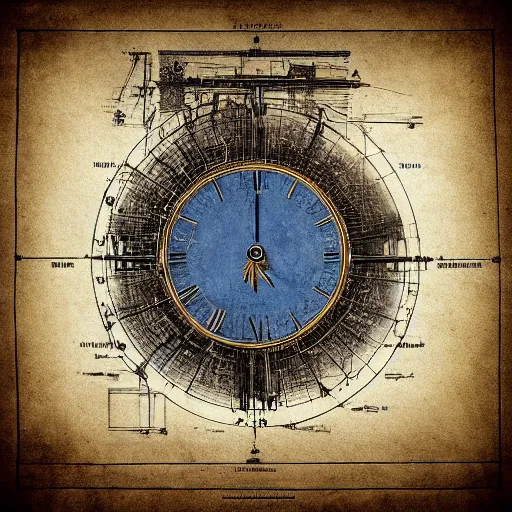 Image similar to a blueprint of time machine by da vinci