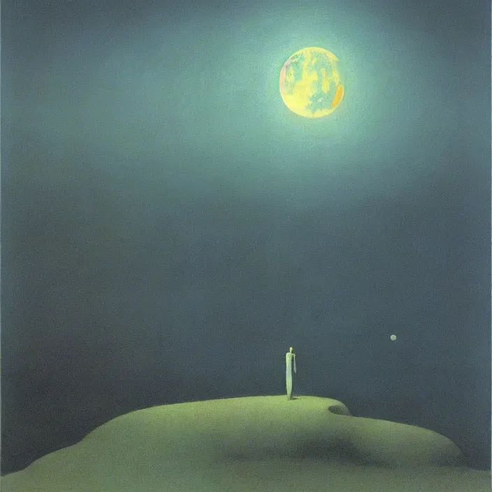 Prompt: the moon is calling me home, science fiction, Edward Hopper and James Gilleard, Zdzislaw Beksinski, highly detailed