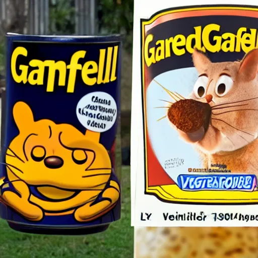 Prompt: garfield, garfield is selling vegemite