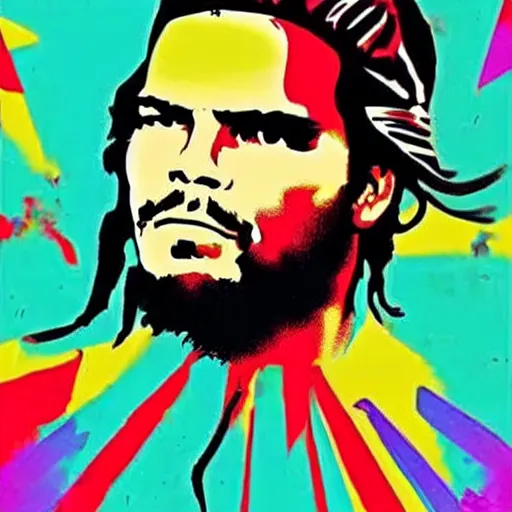 Prompt: che guevara as rastaman, dreadlocks, vibrant poster