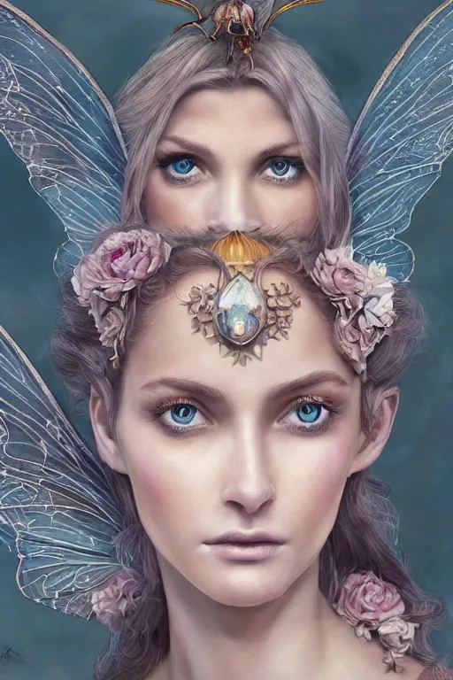 Prompt: stunning illustrated portrait of a beautiful fairy fantasy woman , Scott Gustafson and jeffrey smith and Igor Kieryluk , pixiv, trending on DeviantArt ,character concept, with a beautifully symmetrical face ultra-realistic, cinematic atmosphere, Epic, photorealism presented in artstation hyperrealism, award winning artwork,, high quality print, fine art with subtle redshift rendering