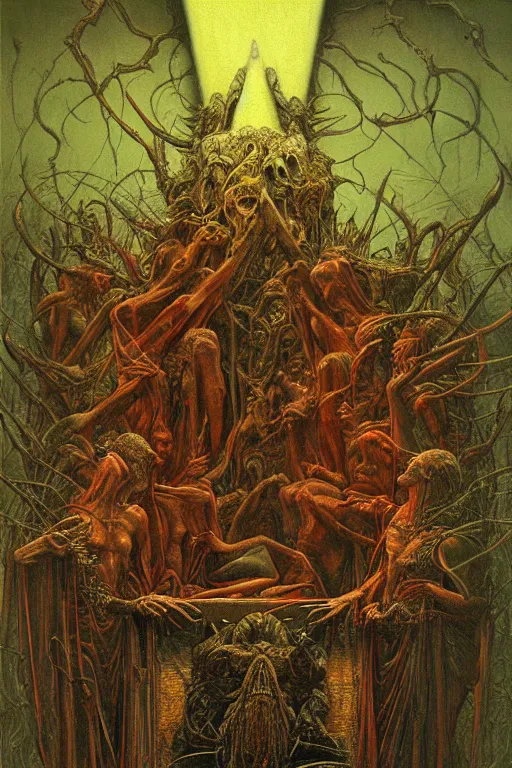 Image similar to hyper realistic painting of the holy grail by wayne barlowe, beksinski, hr giger, austin osman spare, bussiere