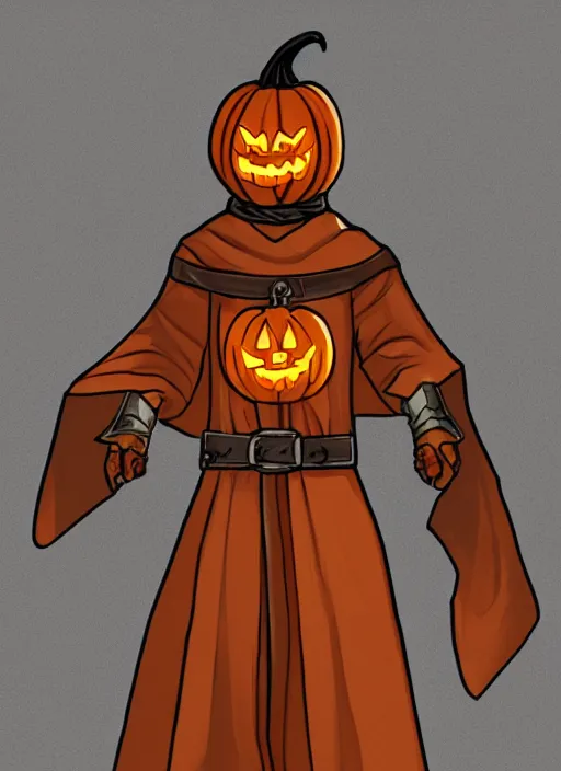 Prompt: jack o lantern cleric, D&D,character concetp art, character sheet