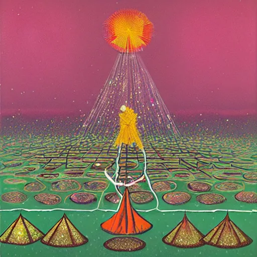 Image similar to amazonas ritual, major arcana symbols, refracted lines and sparkles, by yosuke yamaguchi