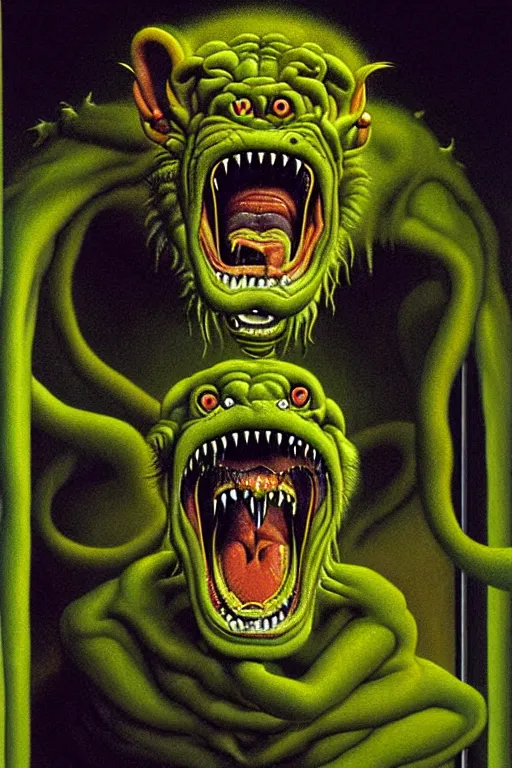 Prompt: a hyperrealistic painting of a chimera creature breaking out of a containment chamber in a secret science laboratory facility, by chris cunningham and richard corben, highly detailed, vivid color,