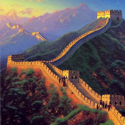 Prompt: the Great Wall, Thomas Kinkade